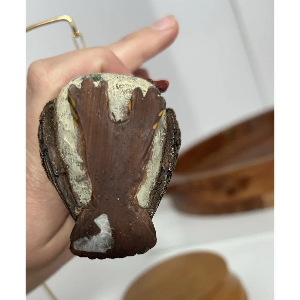 Vintage Estate Find Old World Owl Resin‎ Ornament  Christmas Farmhouse Decor